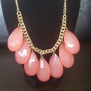 Coral pink statement necklace